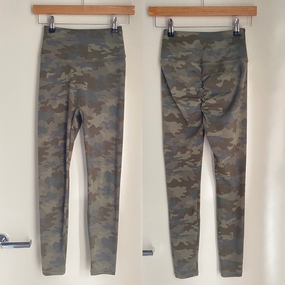 Camouflage ➰ ladies green full length scrunch bum high waisted leggings S - Picture 3 of 5